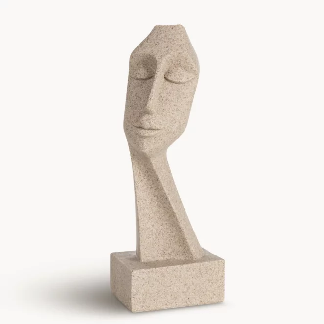 Figurka beżowa inspirowana nowoczesną rzeźbą 11x9x27 cm