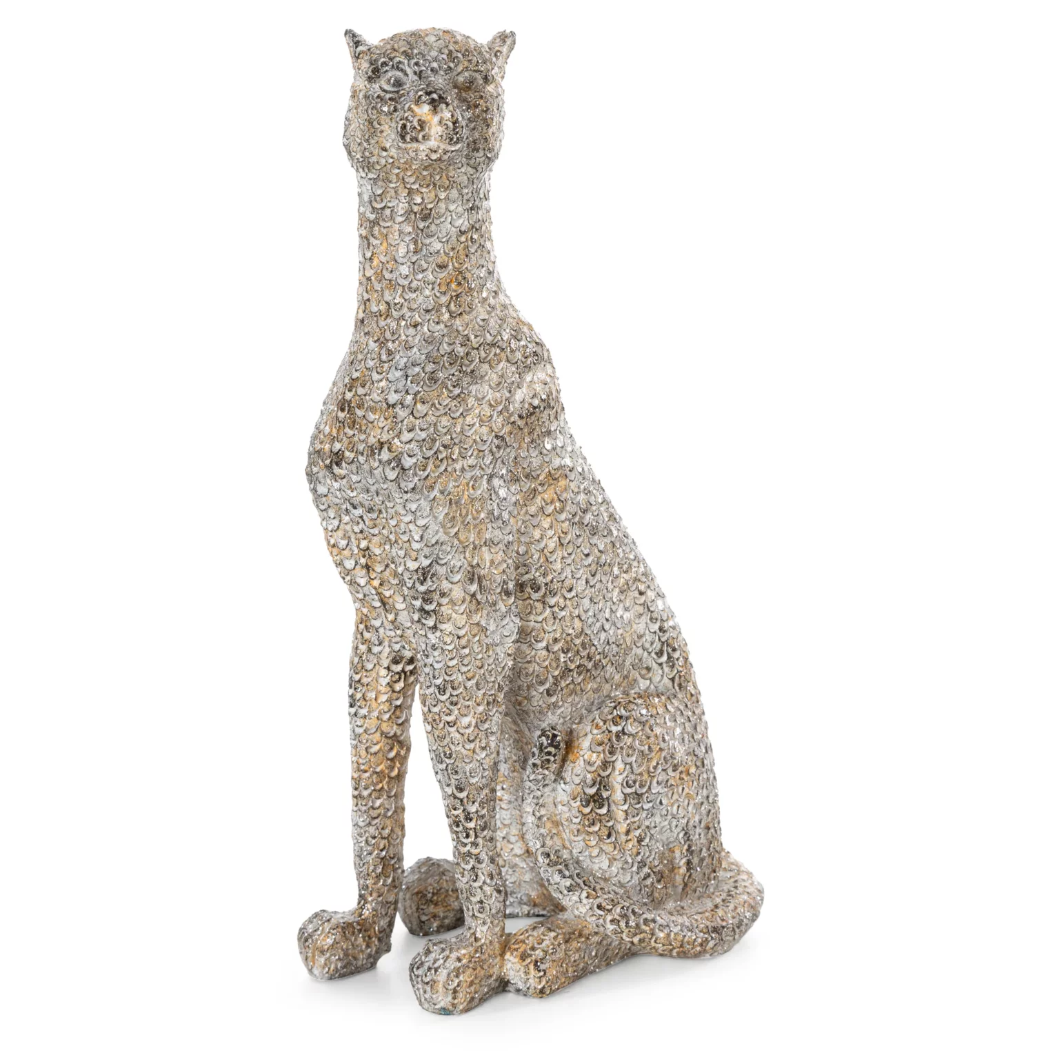 Figurka stalowa pantera o drobnym strukturalnym wzorze 12x8x24 cm BARY