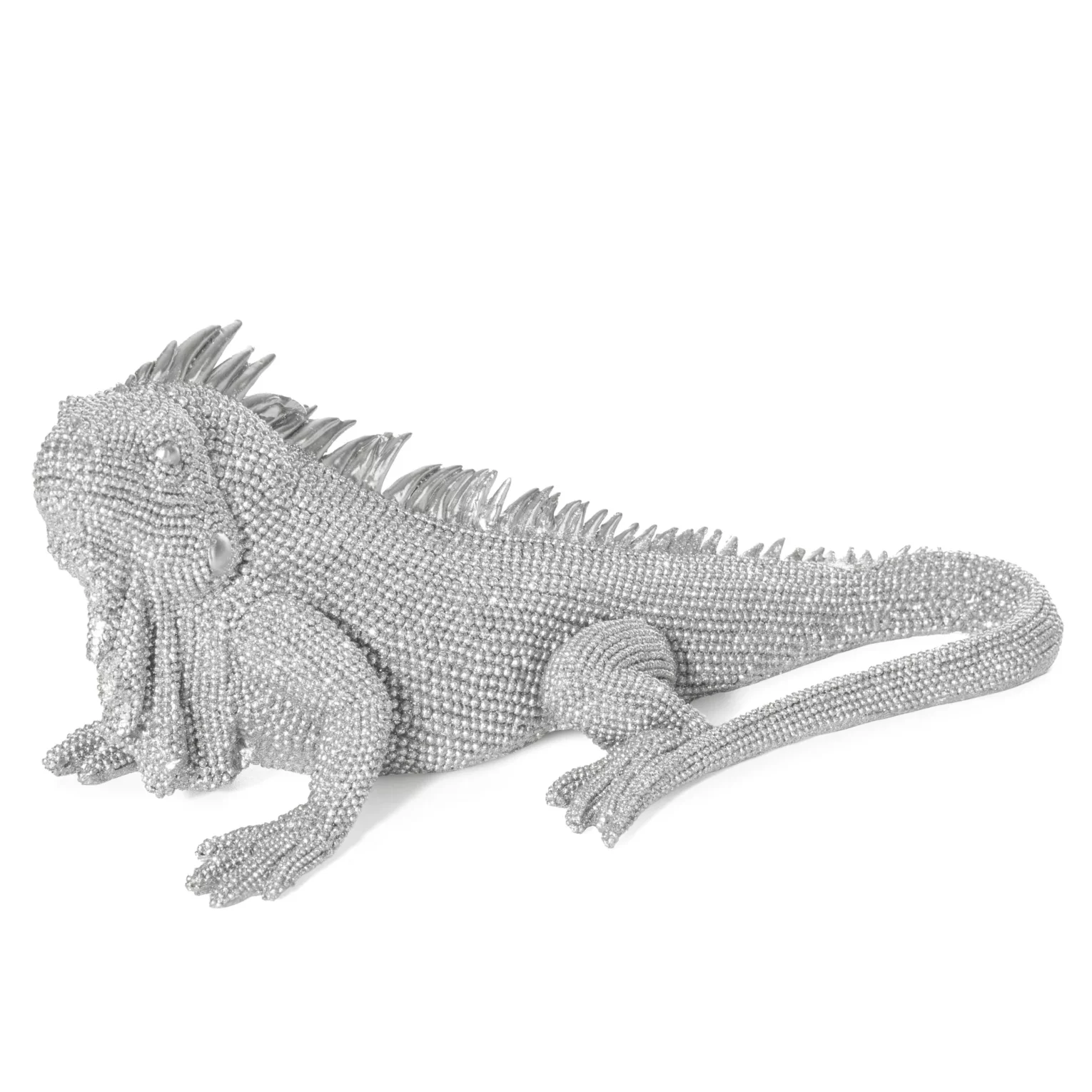 Figurka srebrna iguana  o drobnym strukturalnym wzorze 31x15x12 cm ELDO 1