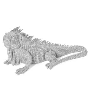 Figurka srebrna iguana  o drobnym strukturalnym wzorze 31x15x12 cm ELDO 1