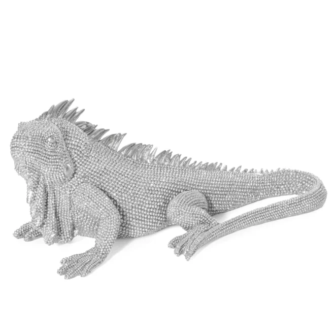 Figurka srebrna iguana  o drobnym strukturalnym wzorze 31x15x12 cm ELDO 1