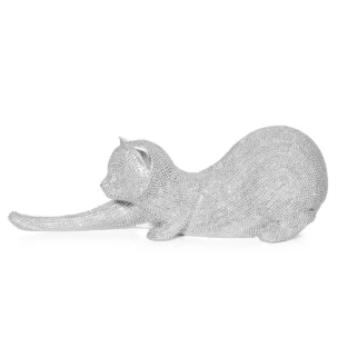 Figurka srebrna kot o drobnym strukturalnym wzorze 26x9x9 cm  ELDO 1