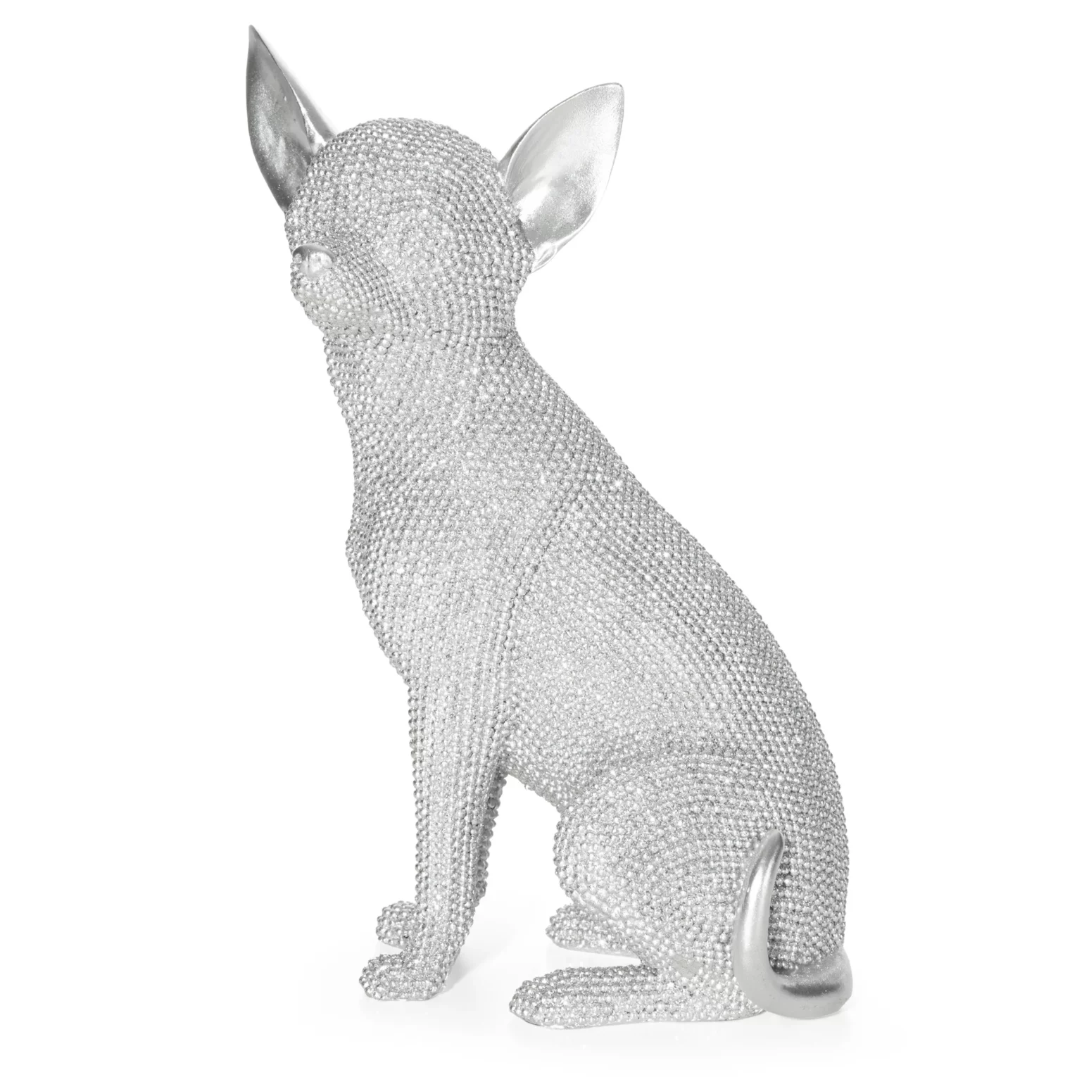 Figurka srebrna pies  o drobnym strukturalnym wzorze 16x11x26cm ELDO 2
