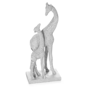 Figurka srebrna żyrafa o drobnym strukturalnym wzorze 11x7x27 cm ELDO 1