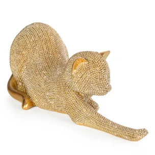 Figurka złota kot  o drobnym strukturalnym wzorze 26x9x9 cm ELDO 2