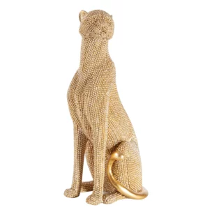 Figurka złota pantera o drobnym strukturalnym wzorze 12x8x23 cm ELDO 2