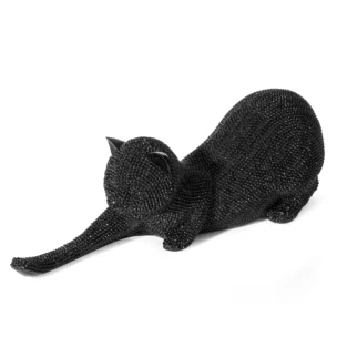 Figurka czarna kot  o drobnym strukturalnym wzorze 26x9x9 cm ELDO 4