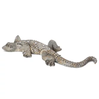 Figurka stalowa jaszczurka o drobnym strukturalnym wzorze 26x9x3 cm GATOS
