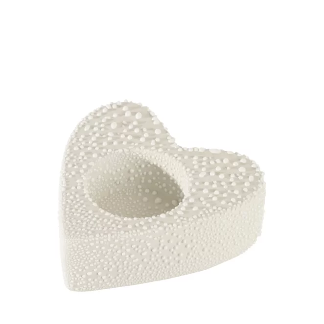 Świecznik ceramiczny kremowy z efektem rosy 9x9x3 cm RISO