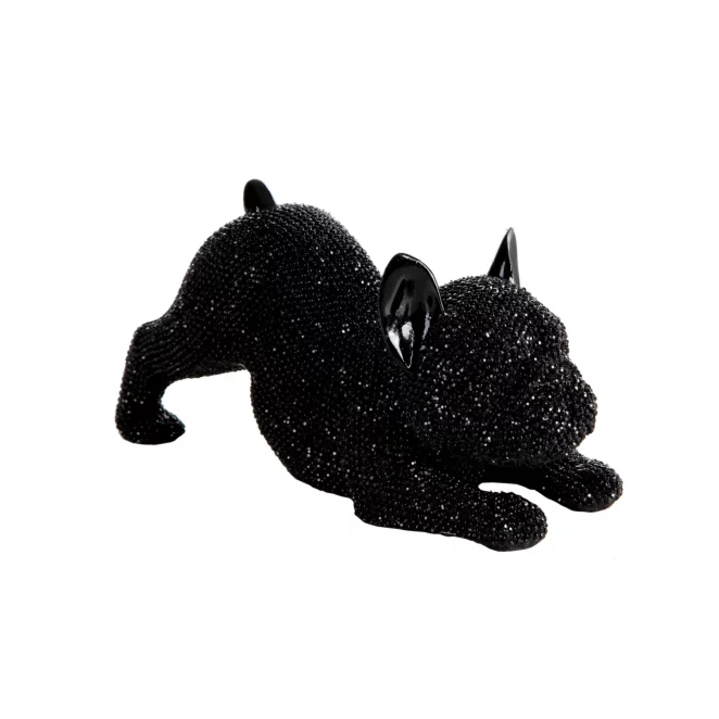 Figurka czarna pies o drobnym strukturalnym wzorze 19x8x9 cm  ELDO