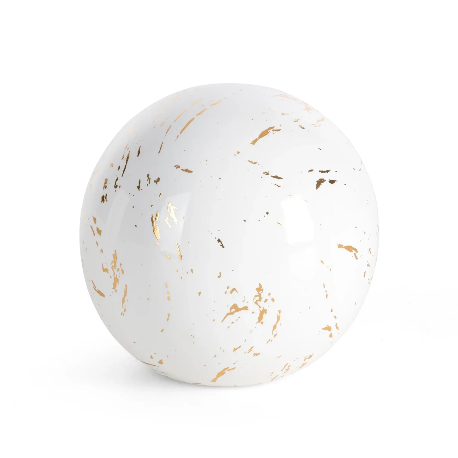 Kula ceramiczna biało-złota  zdobiona przecieranym wzorem średnica 10x10 cm