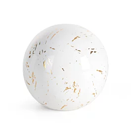 Kula ceramiczna biało-złota  zdobiona przecieranym wzorem średnica 10x10 cm