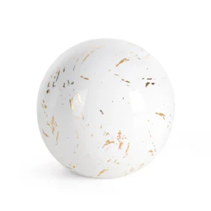 Kula ceramiczna biało-złota  zdobiona przecieranym wzorem średnica 10x10 cm