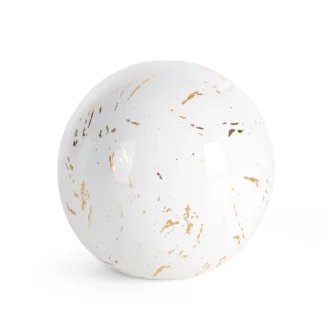 Kula ceramiczna biało-złota zdobiona przecieranym wzorem średnica 10x10 cm