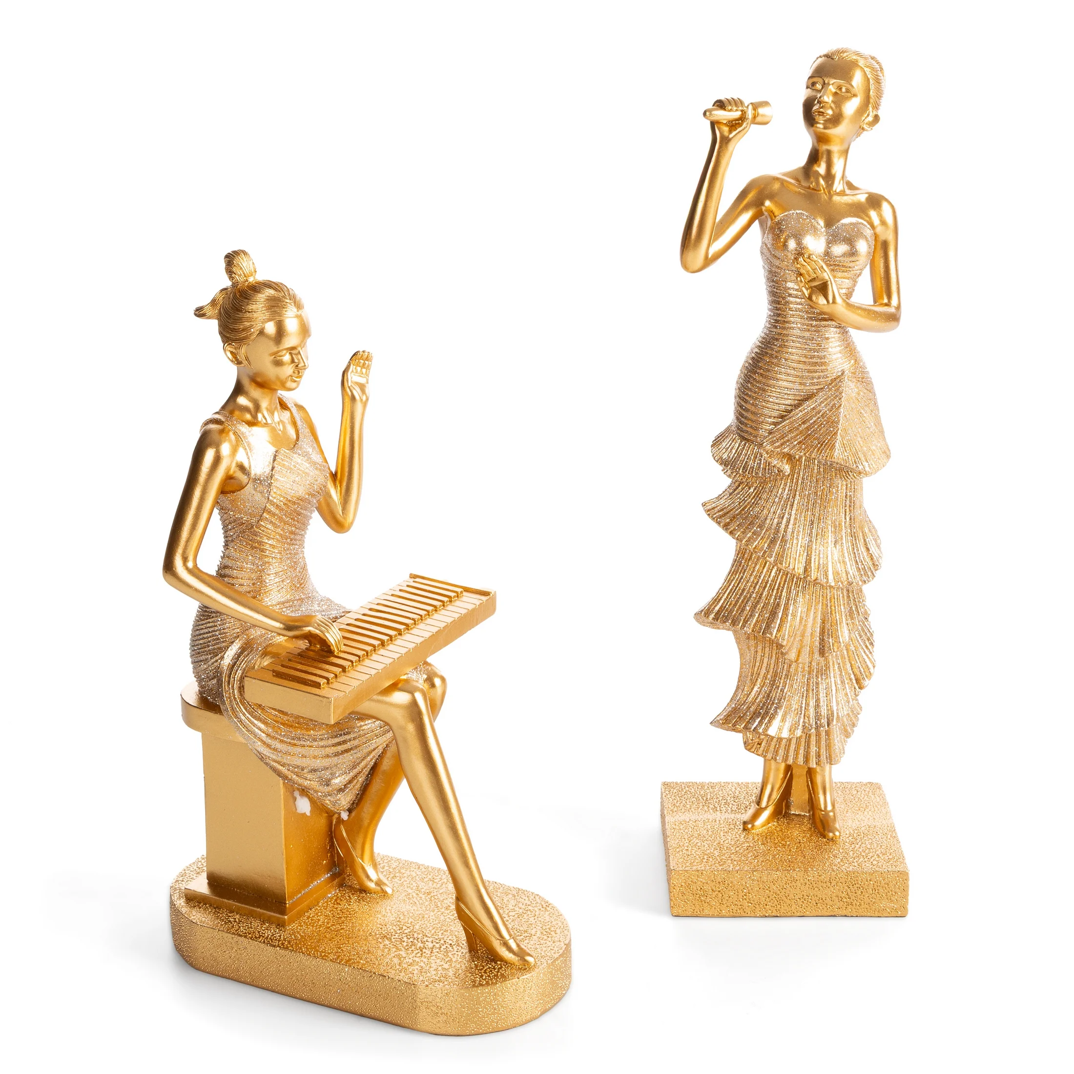 Figurka dekoracyjna Kobiety w wieczorowej sukni złota 9x8x31 cm DOLI 1