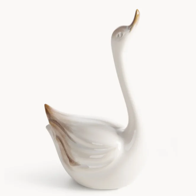 Figurka dekoracyjna łabędź kremowa 15x5x20 cm AVANI