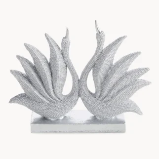 Figurka dekoracyjna srebrna o drobnym strukturalnym wzorze 22x5x18 cm ELDO 71