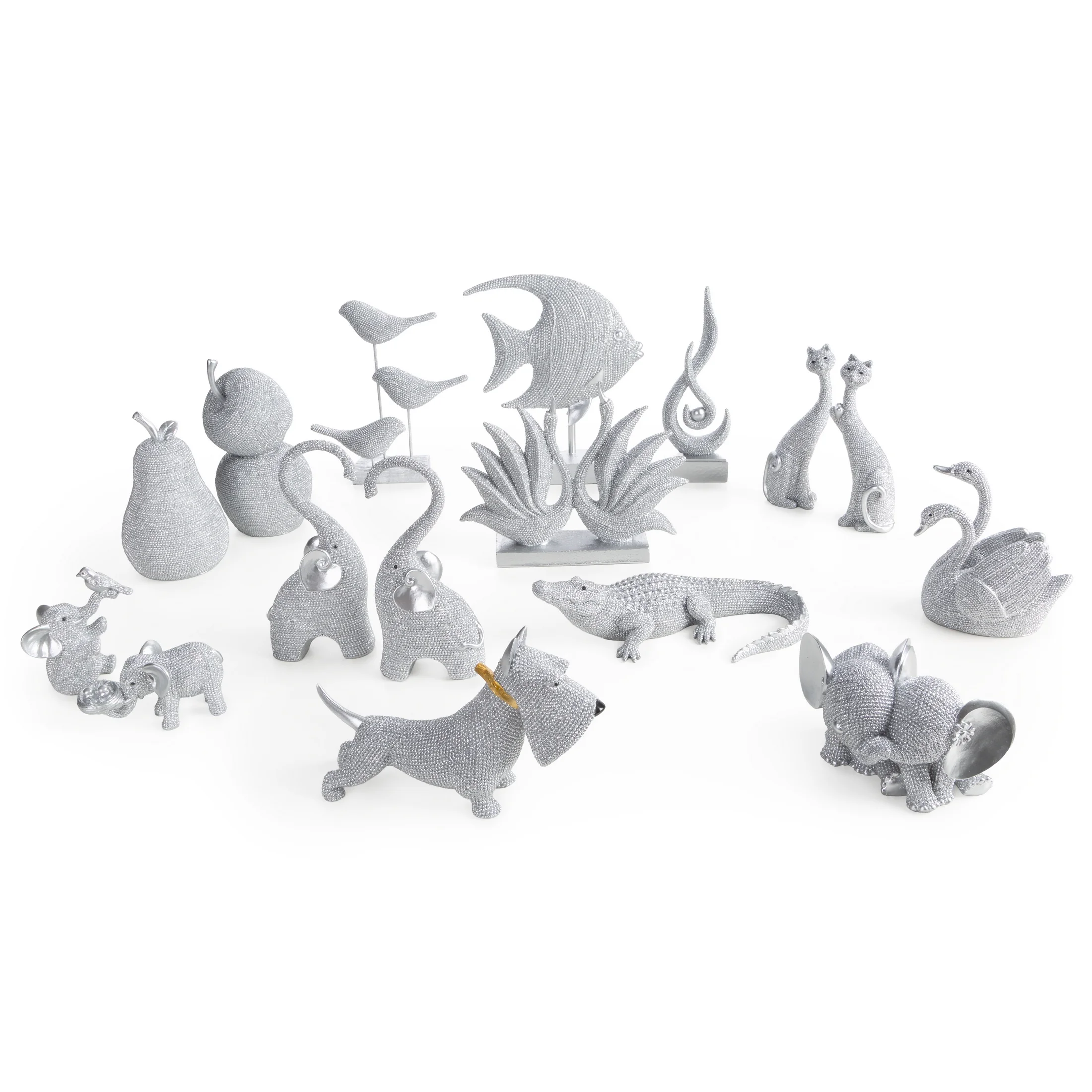 Figurka dekoracyjna srebrna o drobnym strukturalnym wzorze 8x5x21 cm ELDO 69