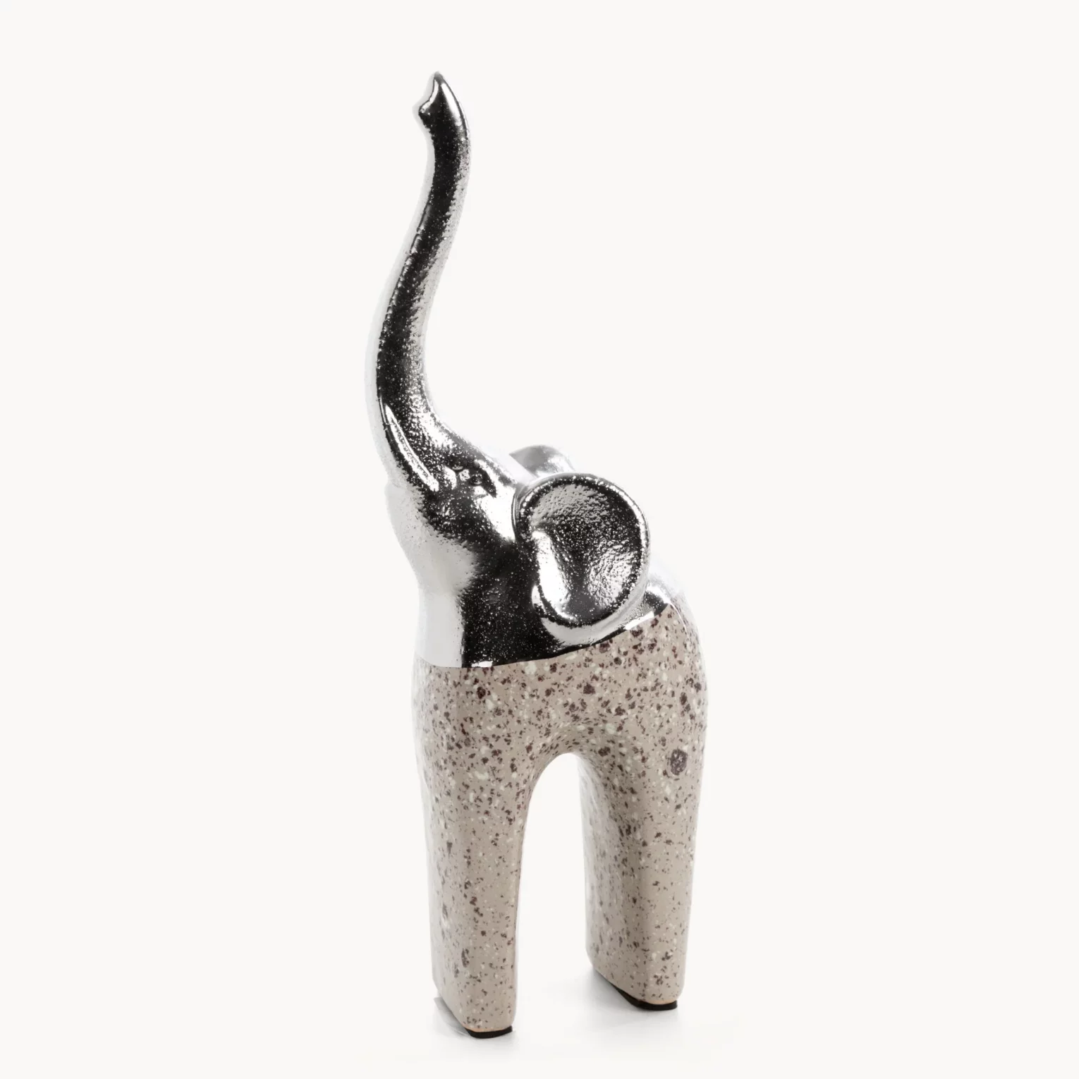 Figurka dekoracyjna srebrna w kształcie słonia 11x7x30 cm LAILA
