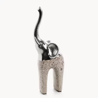Figurka dekoracyjna srebrna w kształcie słonia 11x7x30 cm LAILA