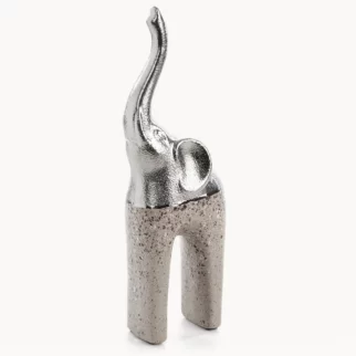 Figurka dekoracyjna srebrna w kształcie słonia 12x7x35 cm LAILA