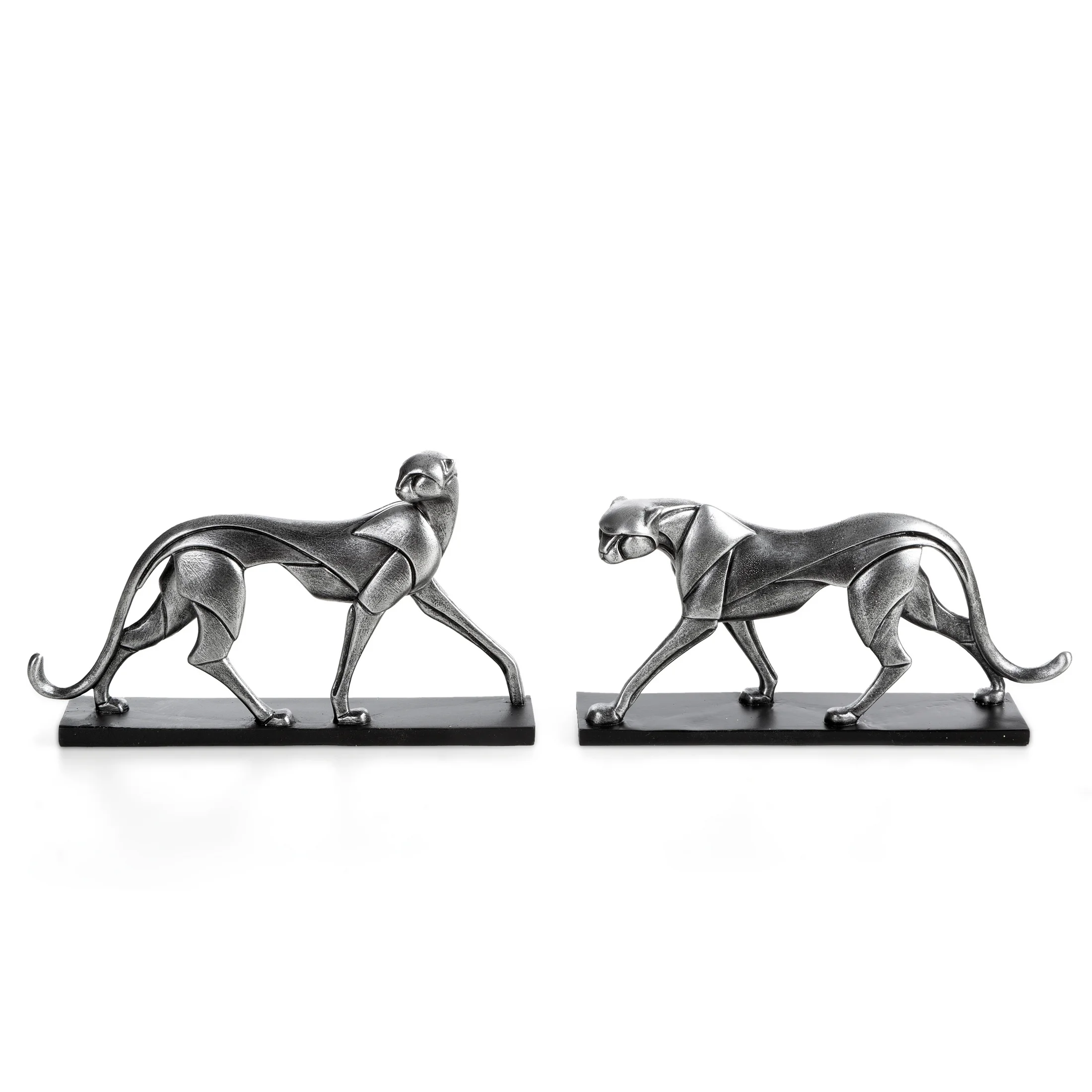 Figurka dekoracyjna srebrno czarna lampart 21x5x10 cm MADOX 2