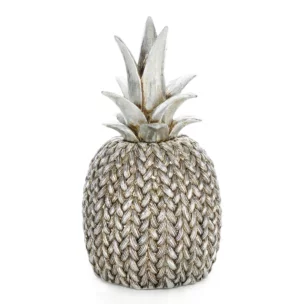 Figurka srebrna  ananas zdobiona wzorem plecionego sweterka 12x12x21 cm MOLI