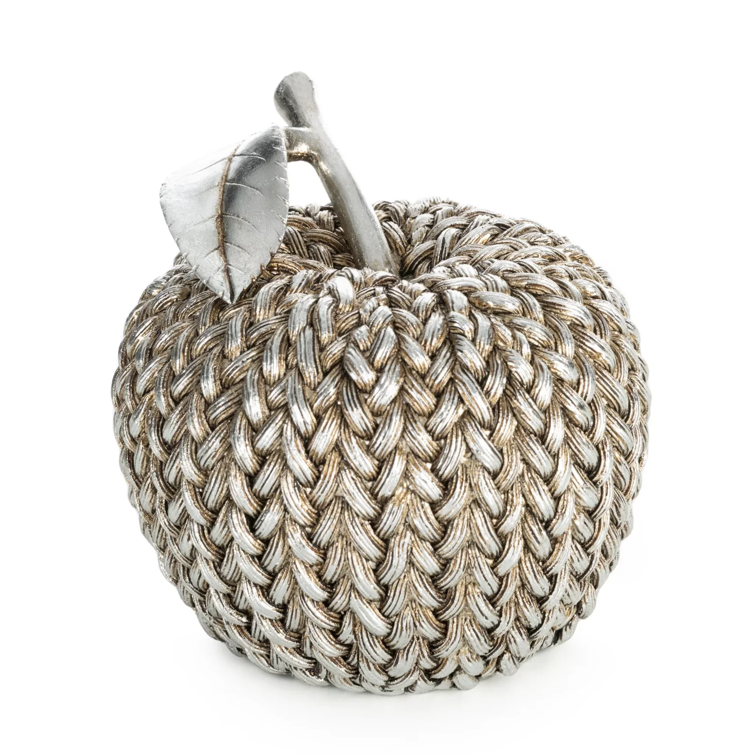 Figurka srebrna  jabłko zdobiona wzorem plecionego sweterka średnica 13x13 cm MOLI