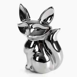 Figurka dekoracyjna wiewiórka srebrna o wysokim połysku 13x10x19 cm FABIO