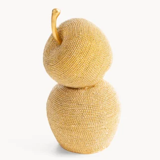 Figurka dekoracyjna złota jabłko o drobnym strukturalnym wzorze 10x10x19 cm ELDO 59