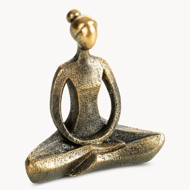 Figurka dekoracyjna złoto czarna przedstawiająca medytującą kobietę 11x5x11 cm LADY 2