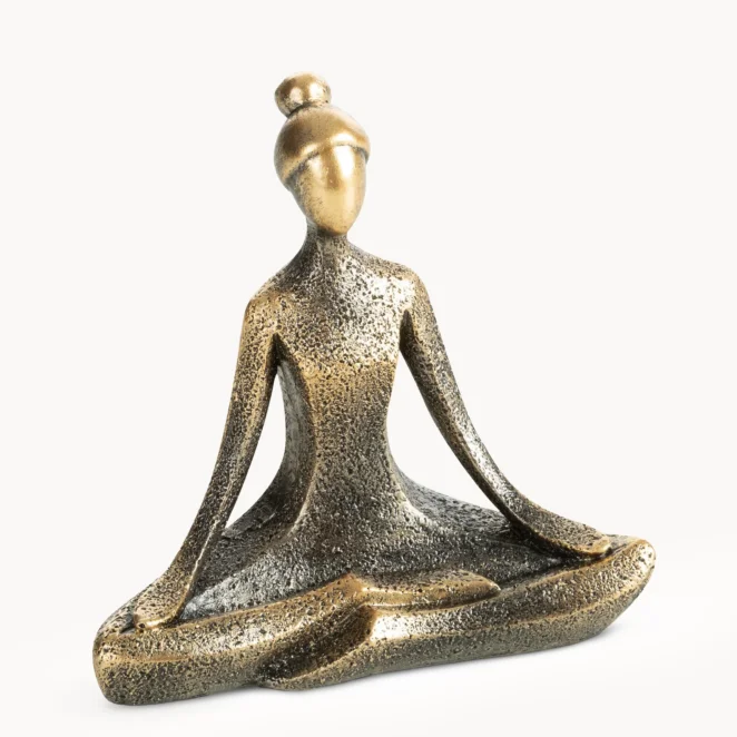 Figurka dekoracyjna złoto czarna przedstawiająca medytującą kobietę 12x6x11 cm LADY 3