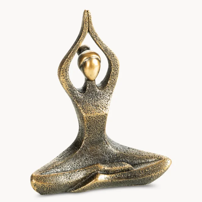 Figurka dekoracyjna złoto czarna przedstawiająca medytującą kobietę 12x6x14 cm LADY 1