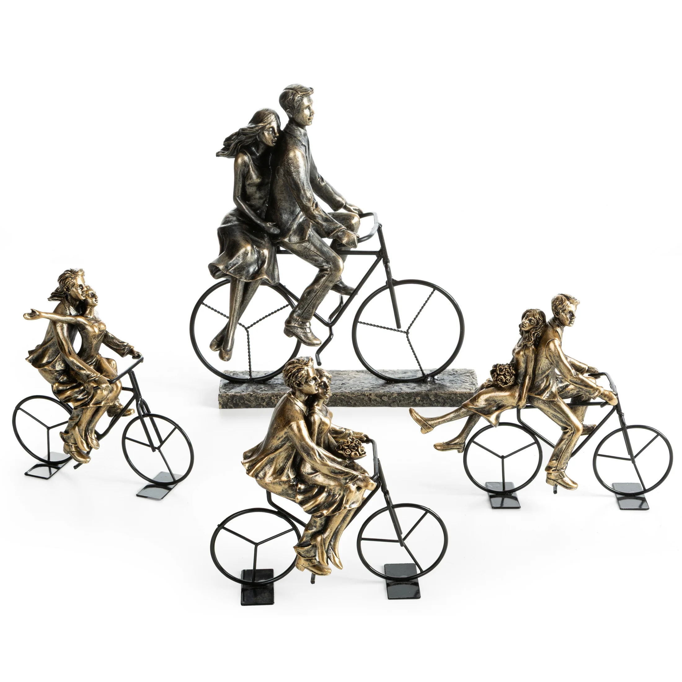 Figurka dekoracyjna złoto czarna przedstawiająca szczęśliwą parę 16x7x17 cm VELO