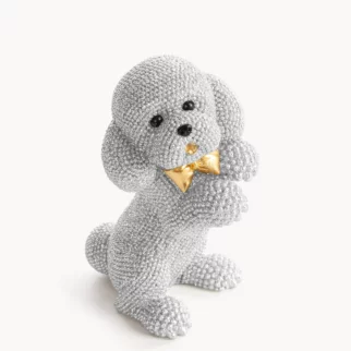 Figurka srebrna pies  o drobnym strukturalnym wzorze 10x7x15 cm ELDO