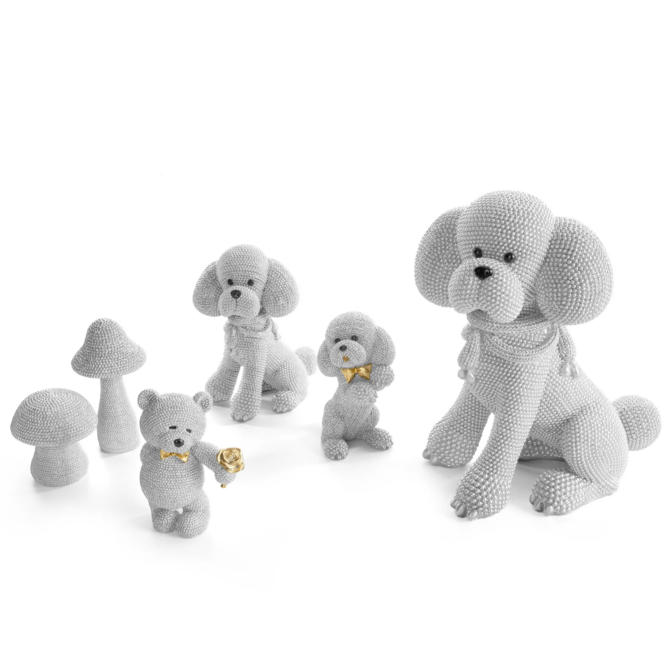 Figurka srebrna pies o drobnym strukturalnym wzorze 10x7x15 cm ELDO