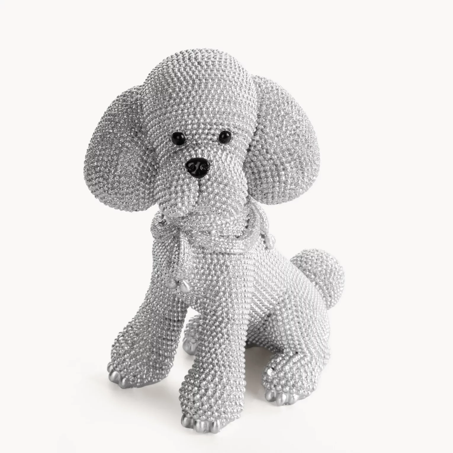Figurka srebrna pies  o drobnym strukturalnym wzorze 15x10x19 cm ELDO