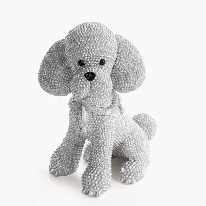 Figurka srebrna pies  o drobnym strukturalnym wzorze 15x10x19 cm ELDO