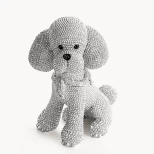 Figurka srebrna pies o drobnym strukturalnym wzorze 15x10x19 cm ELDO