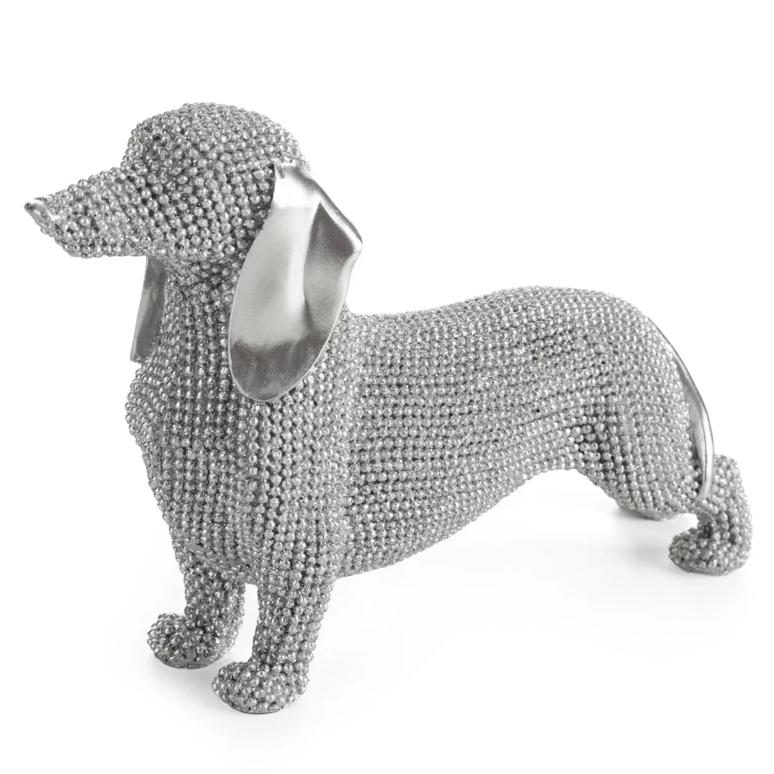 Figurka srebrna pies  o drobnym strukturalnym wzorze 19x6x12 cm ELDO