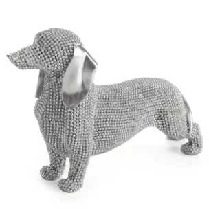 Figurka srebrna pies  o drobnym strukturalnym wzorze 19x6x12 cm ELDO