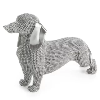Figurka srebrna pies o drobnym strukturalnym wzorze 19x6x12 cm ELDO