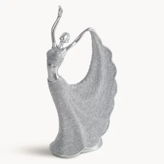 Figurka srebrna w kształcie baletnicy o drobnym strukturalnym wzorze 13x7x26 cm ELDO