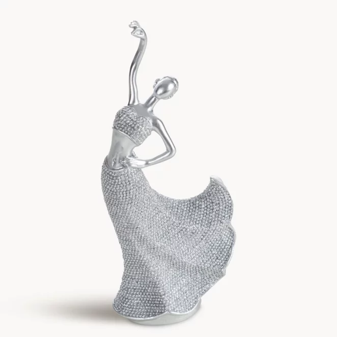 Figurka srebrna w kształcie baletnicy o drobnym strukturalnym wzorze 8x5x20 cm ELDO