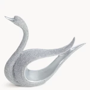 Figurka srebrna w kształcie łabędzia o drobnym strukturalnym wzorze 18x6x15 cm ELDO 1