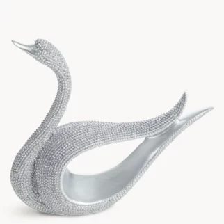 Figurka srebrna w kształcie łabędzia o drobnym strukturalnym wzorze 18x6x15 cm ELDO 1
