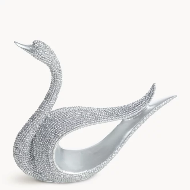 Figurka srebrna w kształcie łabędzia o drobnym strukturalnym wzorze 19x6x14 cm ELDO 1