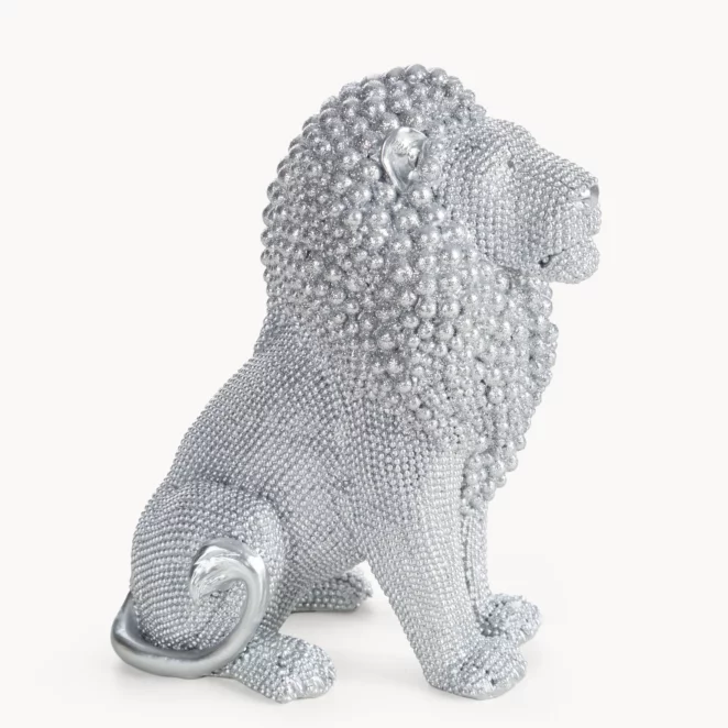 Figurka srebrna w kształcie Lwa o drobnym strukturalnym wzorze 15x9x18 cm ELDO 1