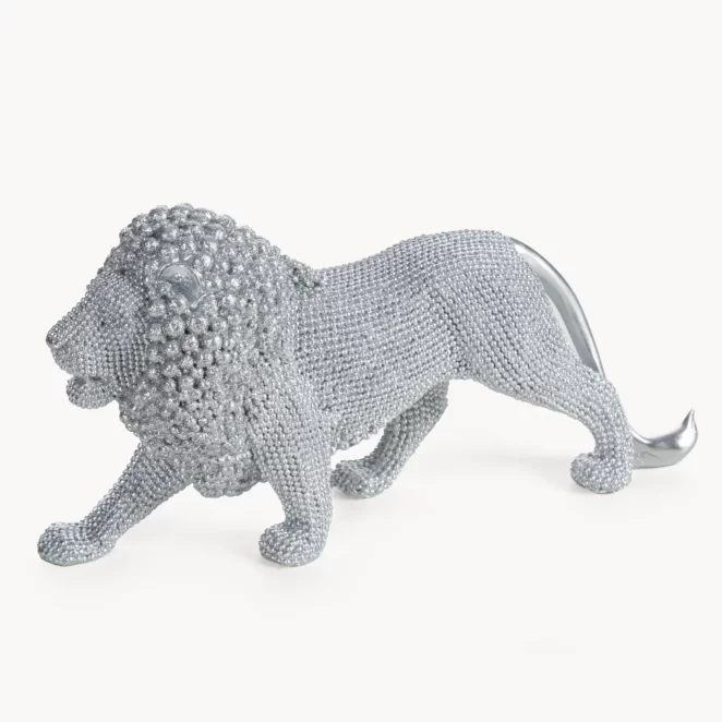 Figurka srebrna w kształcie Lwa o drobnym strukturalnym wzorze 23x6x12 cm ELDO 1
