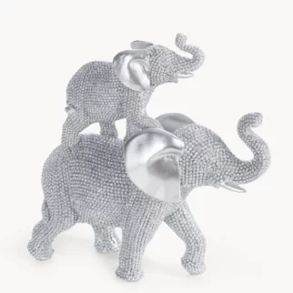 Figurka srebrna w kształcie słonia o drobnym strukturalnym wzorze 17x6x17 cm ELDO